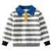 ASFGIMUJ Baby Sweater Fall Winter Autumn Children S Lapel Sweater Boys Striped Pullover Baby Sweater Knit Sweater Grey 18 Months-24 Months