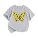 Ykohkofe Little Children And Big Kids Sunflower Butterfly Cartoon Print Boys And Girls Tops Short Sleeved T Shirts Baby Outfits Baby Bodysuit Take Home Outfit baby clothes