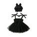 Huakaishijie Kids Girlâ€™s 2-piece Outfit Tie-up Tulle A-line Dress with Cat Ears Hat