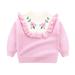 ASFGIMUJ Girls Sweaters Boys Girls Winter Long Sleeve Flower Embroidery Ruffles Knit Sweater Warm Sweater For Children Clothes Knit Sweater Pink 6 Years-7 Years