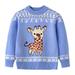 ASFGIMUJ Girls Sweaters Boys Girls Winter Long Sleeve Christmas Cartoon Deer Knit Sweater Base Warm Sweater For Children Clothes Knitted Sweater Blue 3 Years-4 Years