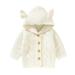 ASFGIMUJ Baby Boy Sweater Baby Girl Boy Knit Cardigan Sweater Hoodies Warm Tops Ear Outerwear Jacket Coat Outfit Clothes Knit Sweater Beige 6 Months-9 Months