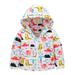 ASFGIMUJ Toddler Jackets For Girls Boys Winter Rainbow Cartoon Dinosaur Prints Coat Hooded Jacket Thicken Windproof Zipper Warm Outwear Winter Coats For Girls White 3 Years-4 Years
