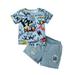 18 Months Toddler Baby Boys Clothes Baby Boys Outfits 18-24 Months Baby Boys Short Sleeve Letter Print Top Shorts 2PCS Set Summer Clothes for Boys Blue