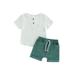 TheFound 2Pcs Baby Boy Summer Outfits Button Down Pocket Tops + Shorts Set