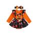 Huakaishijie Baby Girl Halloween Outfit Pumpkin Letters Print Romper Headband