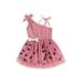 aturustex Baby Girls Mini Dress Elegant One Shoulder Sleeveless Tie Strap Dress