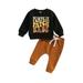 Huakaishijie Baby Boy Halloween Outfits Letter Print Sweatshirt and Elastic Pants