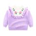 ASFGIMUJ Baby Boy Sweater Boys Girls Winter Long Sleeve Flower Embroidery Ruffles Knit Sweater Warm Sweater For Children Clothes Knit Sweater Purple 7 Years-8 Years