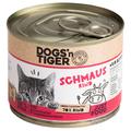 6x200g Dogs'n Tiger Adult Cat Schmaus Rind Katzenfutter nass