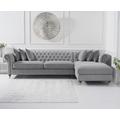 Chiswick Extra Large Grey Linen Right Facing Chesterfield Corner Chaise Sofa