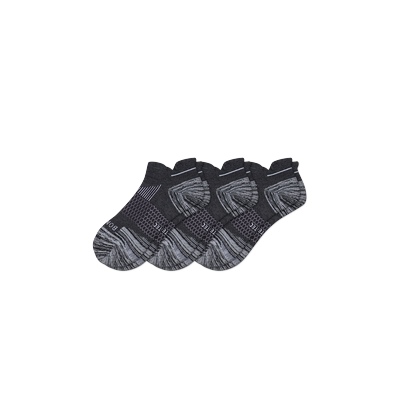 Women's Running Ankle Sock 3-Pack - Charcoal - Large - Cotton Blend - Bombas