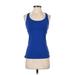 lucy Active Tank Top: Blue Solid Activewear - Women's Size Small