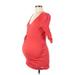 A Pea in the Pod Casual Dress - Bodycon V Neck Sleeveless: Red Print Dresses - Women's Size Small Maternity