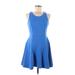 Banana Republic Factory Store Casual Dress - A-Line Scoop Neck Sleeveless: Blue Print Dresses - Women's Size 6 Petite