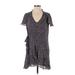 Parker Casual Dress - Mini V-Neck Short sleeves: Purple Dresses - Women's Size X-Small