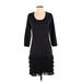 Calvin Klein Casual Dress - DropWaist Scoop Neck 3/4 sleeves: Black Solid Dresses - Women's Size Medium