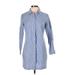 Heyton Casual Dress - Shirtdress Collared Long sleeves: Blue Print Dresses - Women's Size X-Small