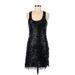 Max Studio Cocktail Dress - Party Scoop Neck Sleeveless: Black Print Dresses - Women's Size Medium