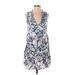 Gap Casual Dress - Mini Plunge Sleeveless: Blue Print Dresses - Women's Size X-Small