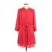 Daniel Rainn Casual Dress - Mini High Neck 3/4 sleeves: Pink Print Dresses - Women's Size Medium