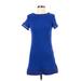 Lulus Casual Dress - A-Line Crew Neck Short sleeves: Blue Print Dresses - Women's Size Small