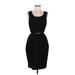 Elle Casual Dress - Sheath Scoop Neck Sleeveless: Black Polka Dots Dresses - Women's Size 6