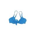 Lands' End Swimsuit Top Blue Solid V-Neck Swimwear - Women's Size Small