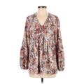 Weekend Suzanne Betro Long Sleeve Blouse: Brown Paisley Tops - Women's Size Small - Print Wash