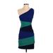 BCBGMAXAZRIA Casual Dress - Party Open Neckline Sleeveless: Blue Print Dresses - New - Women's Size Small Petite