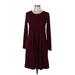 Zenana Premium Casual Dress - A-Line: Burgundy Solid Dresses - Women's Size Large