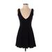 TOBI Casual Dress - Party Plunge Sleeveless: Black Print Dresses - Women's Size Small