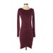 Leith Casual Dress - Bodycon: Burgundy Print Dresses - Women's Size 2X-Small