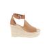 Marc Fisher LTD Wedges: Espadrille Platform Boho Chic Tan Print Shoes - Women's Size 11 - Peep Toe