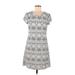 Tacera Casual Dress - A-Line Scoop Neck Short sleeves: Gray Dresses - Women's Size Medium Petite