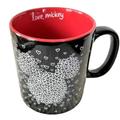 Disney Dining | Disney Black Mickey Mouse "Love Mickey" Love Heart Ceramic Mug Cup Valentine New | Color: Black/Red | Size: Os