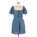 Cloth & Stone Casual Dress - Mini: Blue Print Dresses - New - Women's Size Large