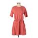 Old Navy Casual Dress - A-Line Crew Neck Short sleeves: Red Print Dresses - Women's Size Small