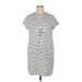 Ann Taylor LOFT Casual Dress - Shift Crew Neck Short sleeves: Gray Print Dresses - Women's Size X-Large