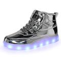 Voovix Kids LED Light up Shoes Flashing Trainers High-top Charging Sneakers with Remote Control for Boys and Girls(Silver,30)