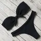 Maillot de bain deux pièces pour femme bikini sexy avec nœud coupe haute solide été 2022