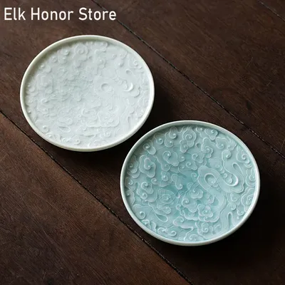 Hutian Kiln-Plaque de roulement en céramique Table de brassage à sec Art du dragon en relief