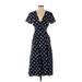 Slate & Willow Casual Dress - Midi: Blue Polka Dots Dresses - Women's Size X-Small