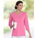 Appleseeds Women's Essential Cotton Solid Jewelneck Tee - Pink - 2X - Womens