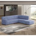 PAULATO by GA.I.CO. Microfibra Collection Right Open End Sectional Sofa Cover w/ Ottoman - Easy To Clean & Durable in Blue | Wayfair