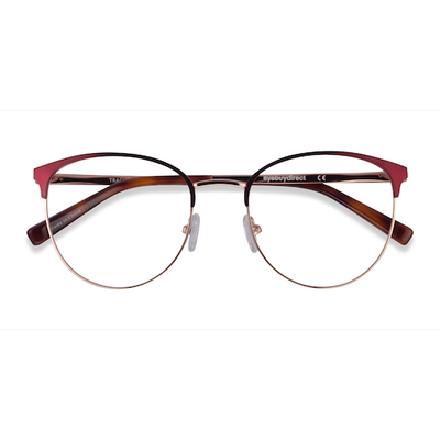 Female s round Burgundy Rose Gold Metal Prescription eyeglasses - Eyebuydirect s Tracie