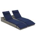 Red Barrel Studio® Maikki 78.7" Long Reclining Chaise Lounge Set w/ Cushion Wicker/Rattan | Outdoor Furniture | Wayfair