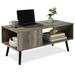 Corrigan Studio® Camaury Wooden Mid-Century Modern Coffee Accent Table Furniture W/Open Storage Shelf Wood in Gray/Black | Wayfair
