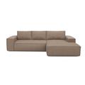 Canapé convertible angle droit dunlopillo velours côtelé taupe 140cm