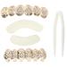 1 Set Hip Hop Style Dentures Six False Teeth Cover Metallic Punk Dentures Fashionable Diamond-studded Denture Decor Copper Fake Teeth Jewelry for Cosplay (Golden Upper Dentures+Lower Dentures)